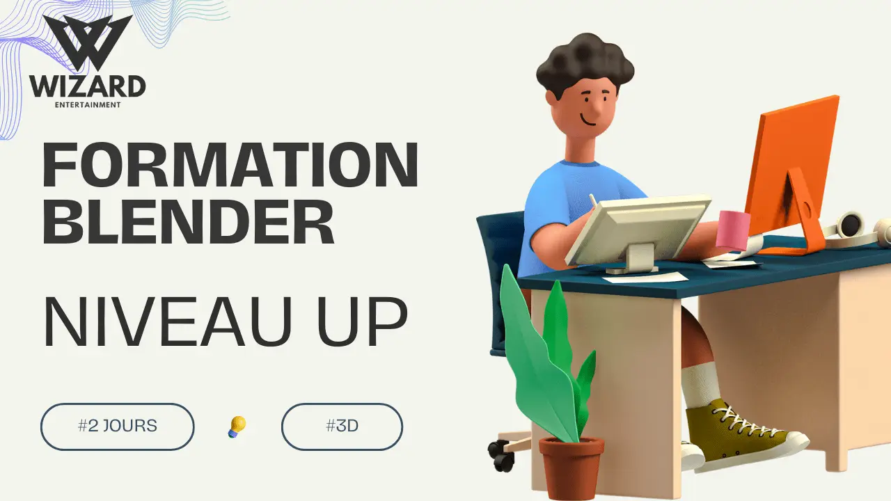 Élève en formation sur Blender créant une animation 3D