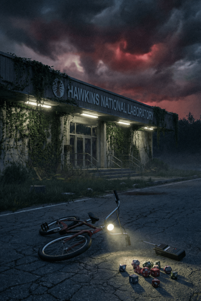 Illustration inspirée de Stranger Things montrant un univers visuel immersif créé en 3D et CGI pour une expérience visuelle forte